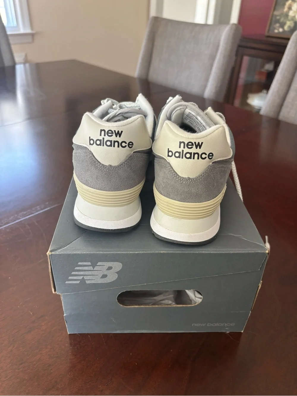 New Balance Grey and Cream Retro Runner Sneakers